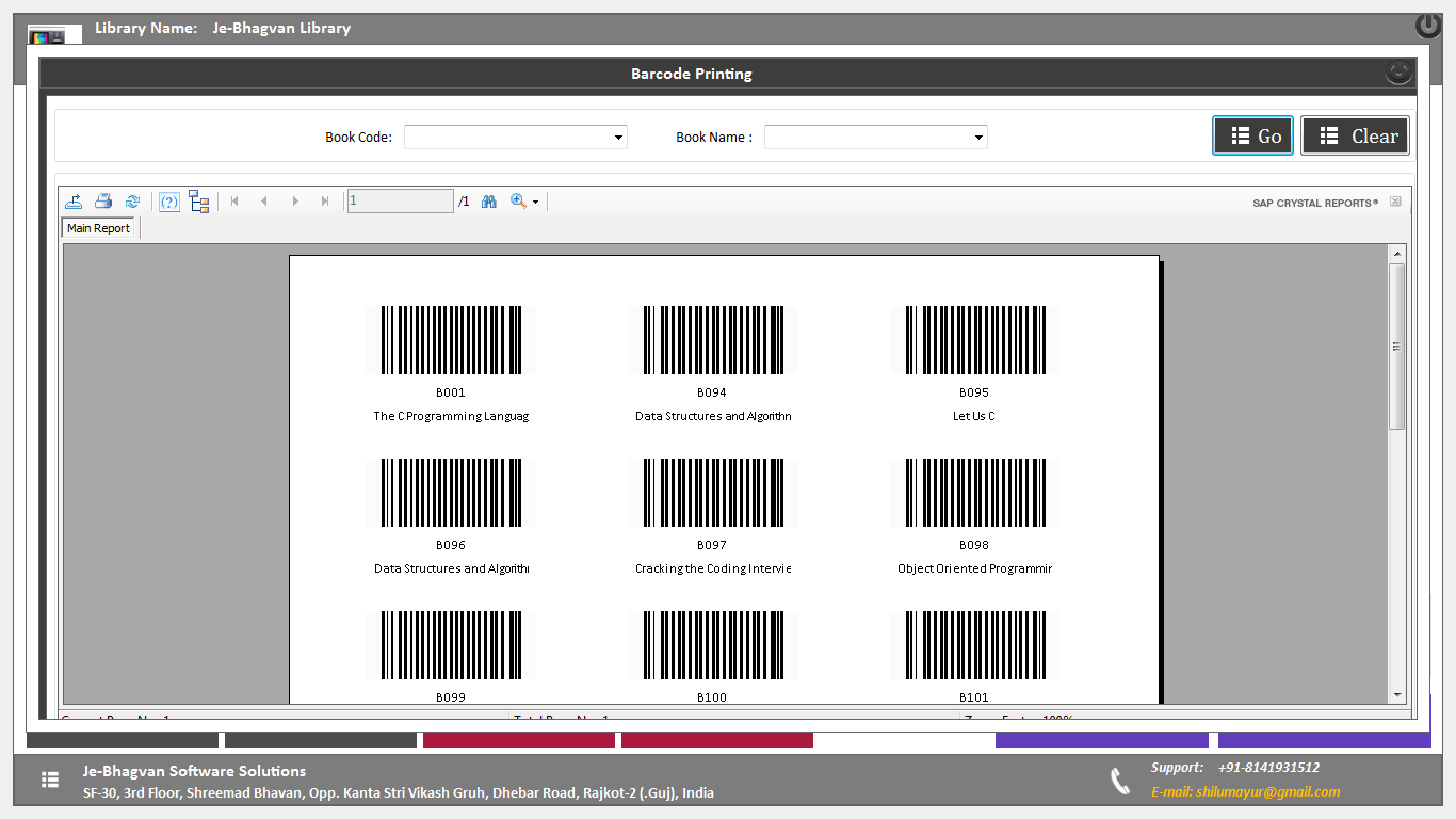 Library Management System Software with barcode generator